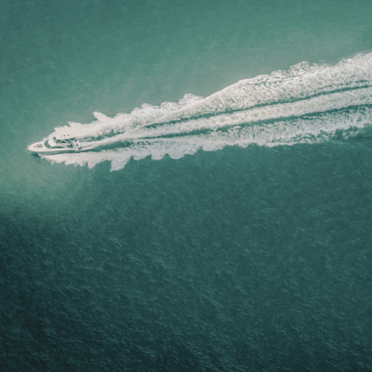 Yacht with waves
