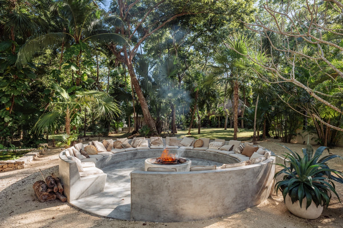 Open-air recovery area surrounded by jungle